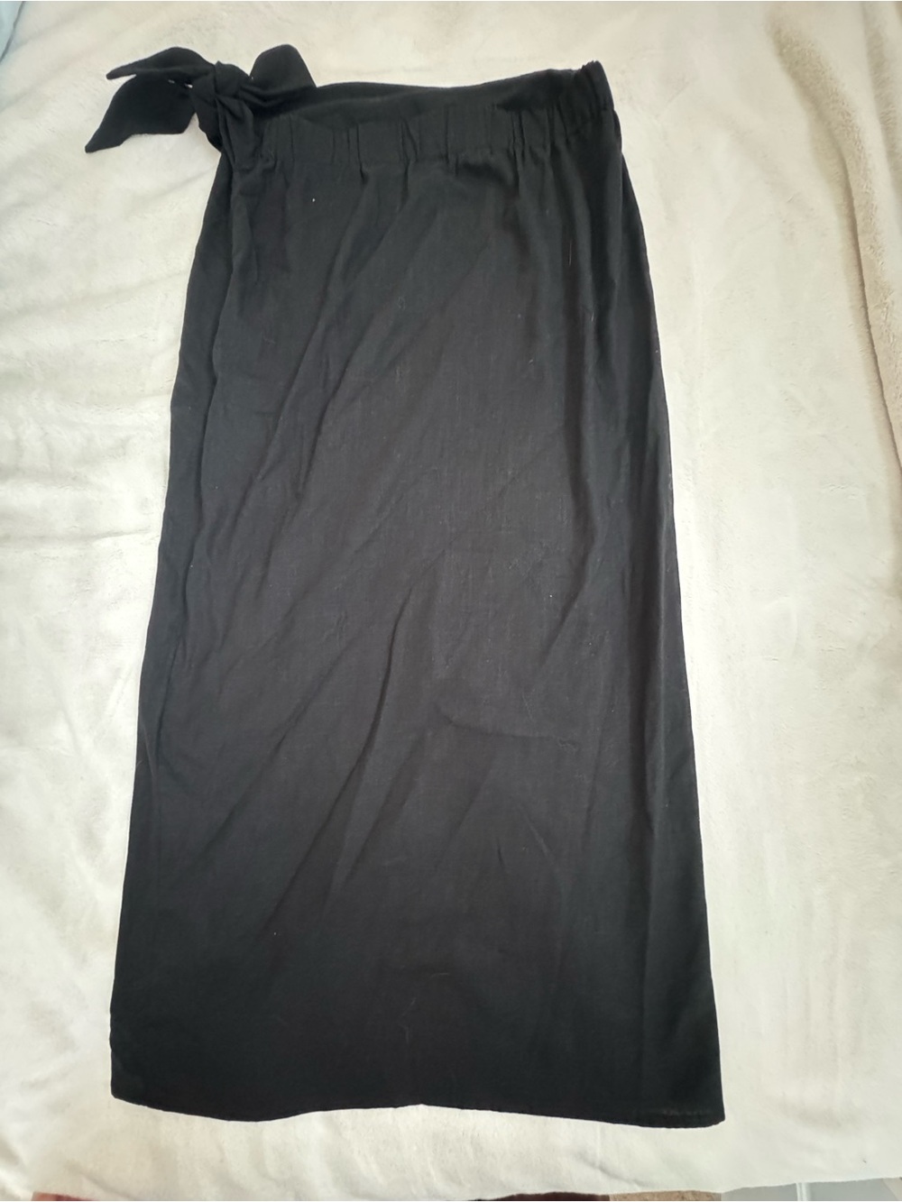 NWOT Final Touch 100% Rayon Black Tie-Waist Midi Skirt - Picture 2 of 4